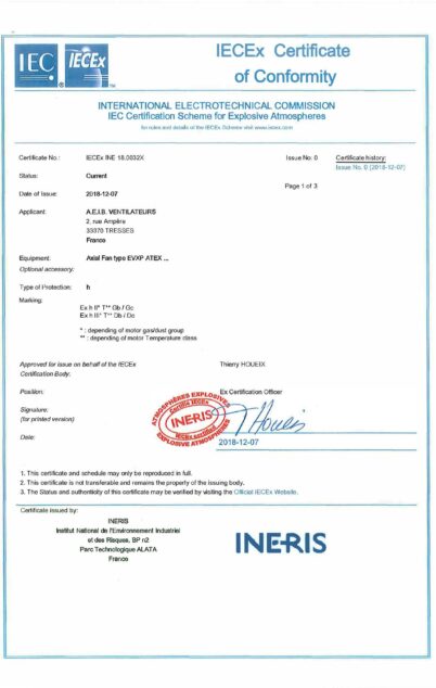 Ventilateurs industriels certifiés pour les ambiances ATEX et IECEx